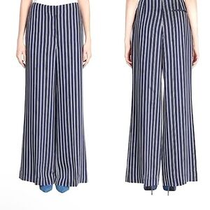 Diane Von Furstenberg Wide Leg Pants NWT Navy and White Striped